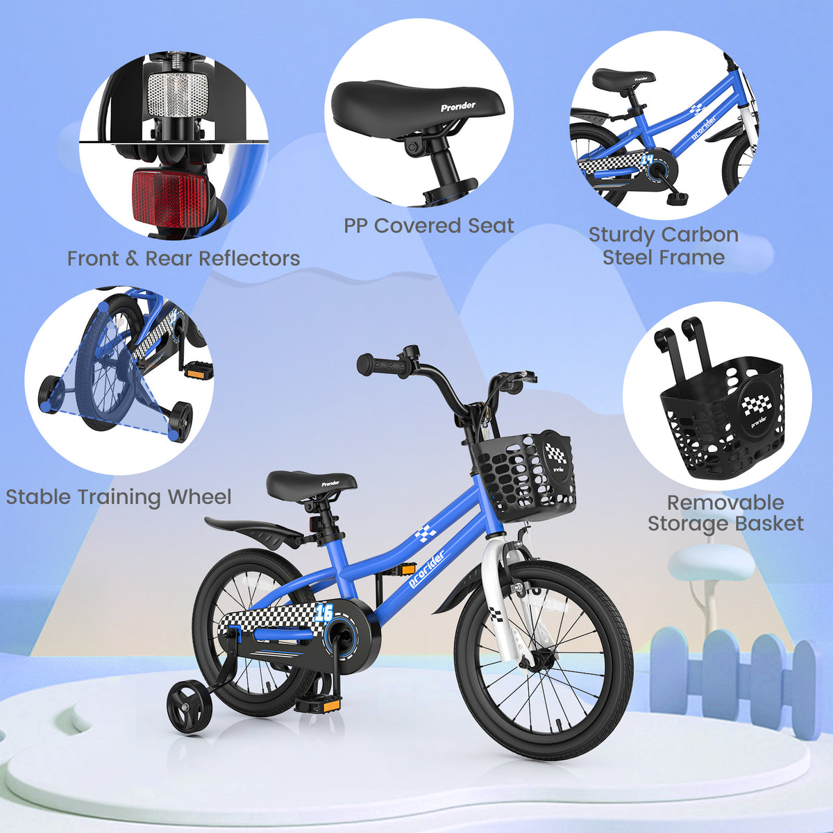 Vélo pour enfants avec roues stabilisatrices amovibles