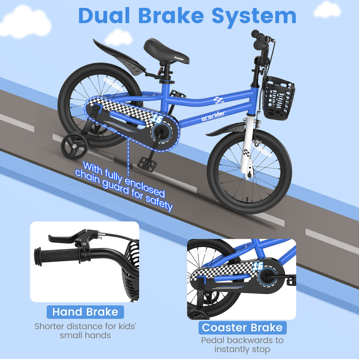 Vélo pour enfants avec roues stabilisatrices amovibles