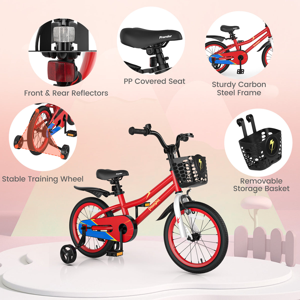 Vélo pour enfants avec roues stabilisatrices amovibles