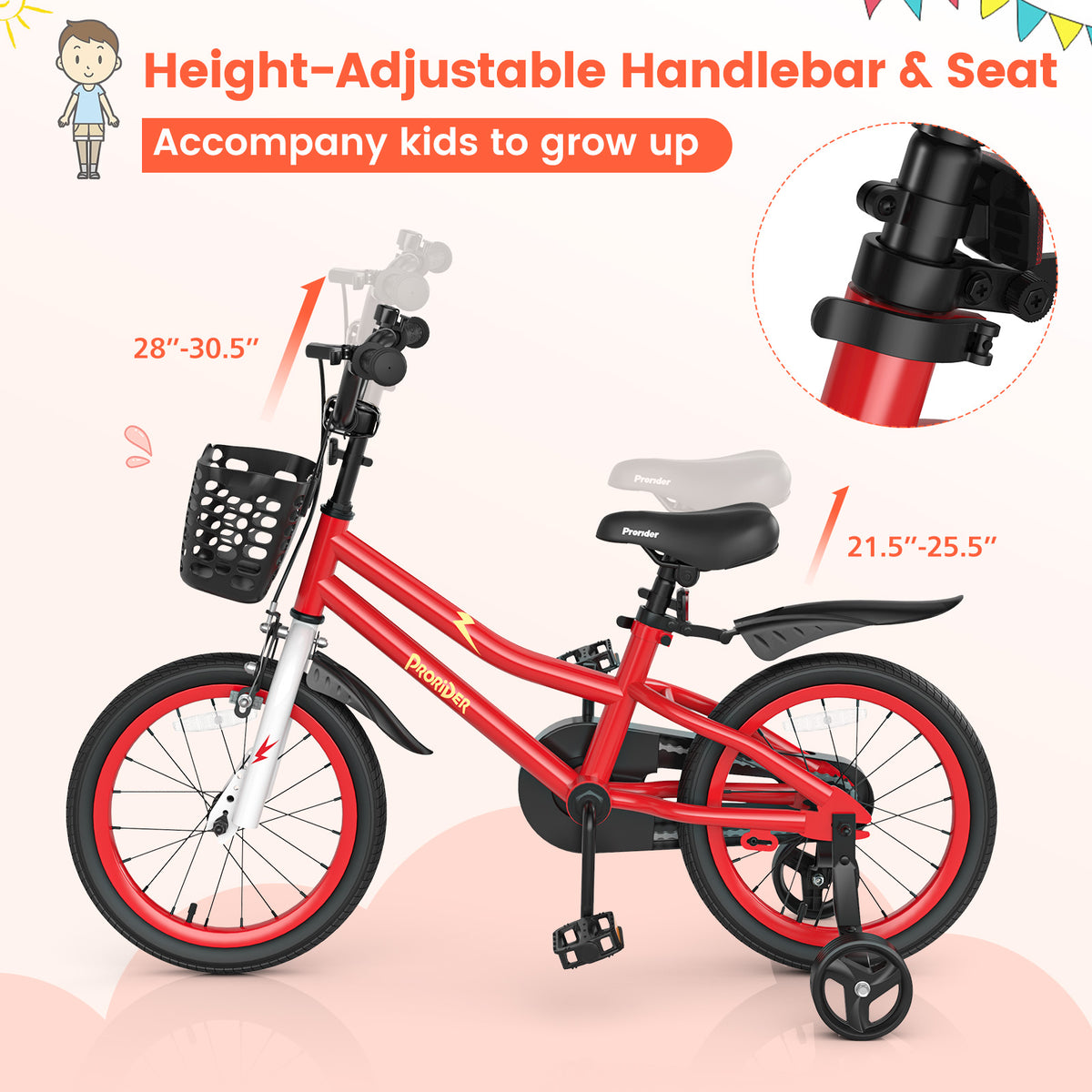 Vélo pour enfants avec roues stabilisatrices amovibles