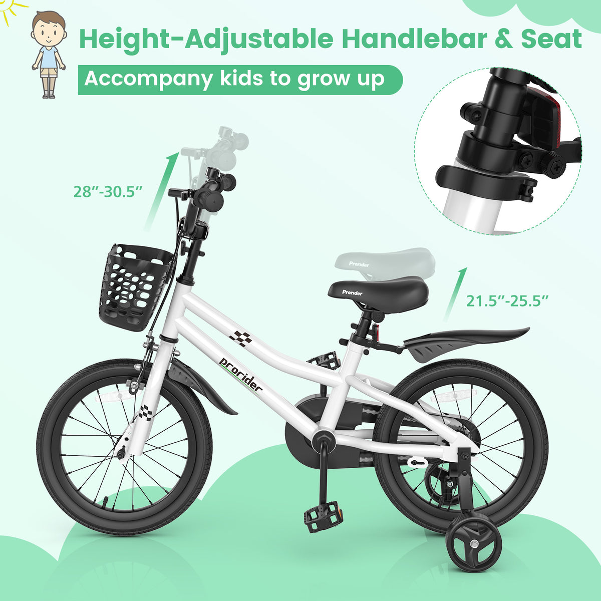 Vélo pour enfants avec roues stabilisatrices amovibles