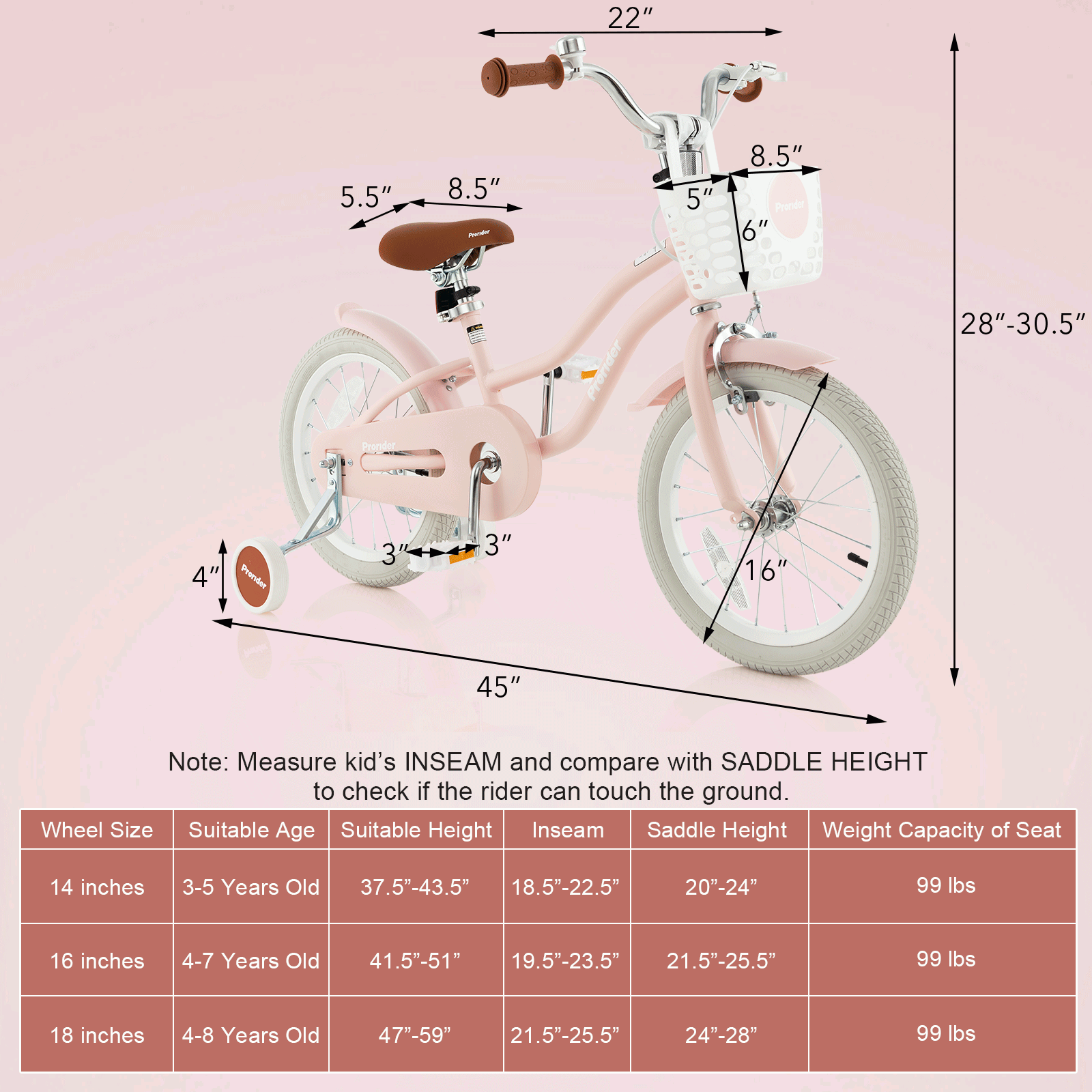 Vélo pour enfants avec frein à main avant et 2 roues stabilisatrices