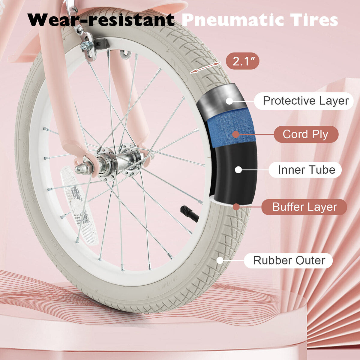 Vélo pour enfants avec frein à main avant et 2 roues stabilisatrices