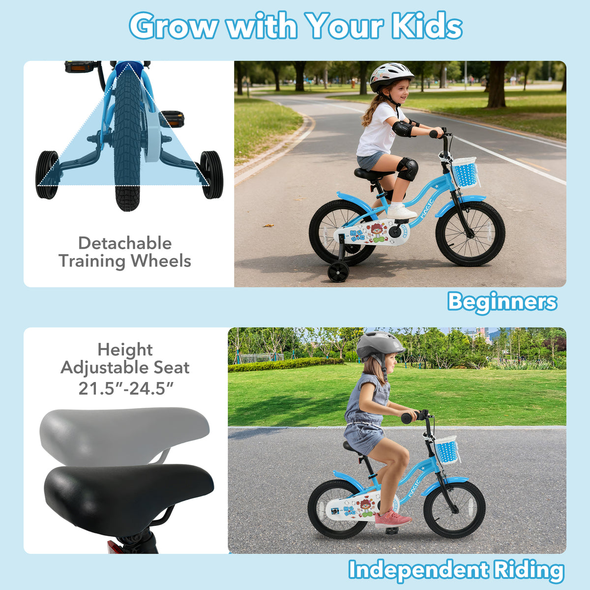 12/14/ Kids Bike with Training Wheels and Basket Color-12