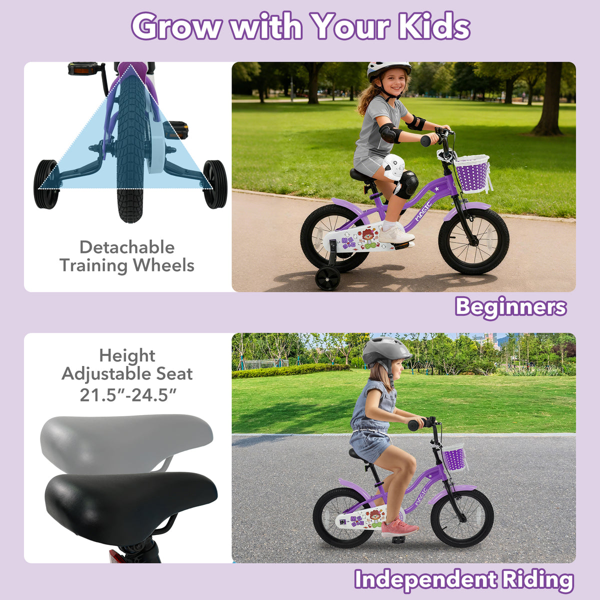 Kids Bike with Training Wheels for Aged 3-4 Years Old - Magic