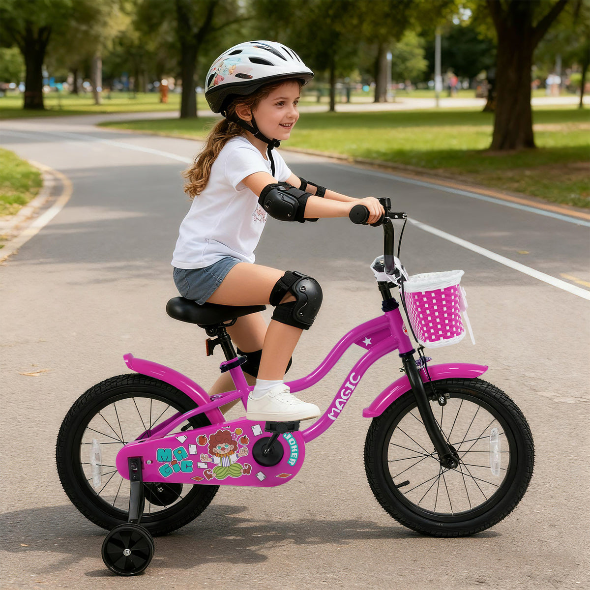 Vélo pour enfant avec petites roues pour 3-4 ans - Rose magique