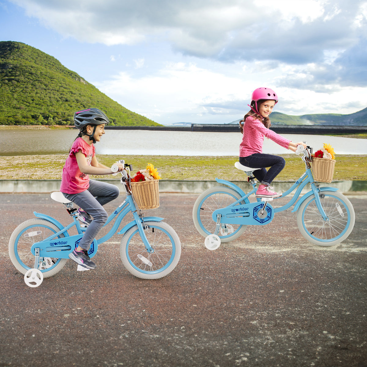 Kids Bike with Training Wheels and Adjustable Handlebar Seat