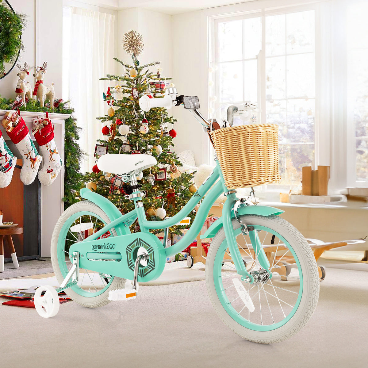 Kids Bike with Training Wheels and Adjustable Handlebar Seat