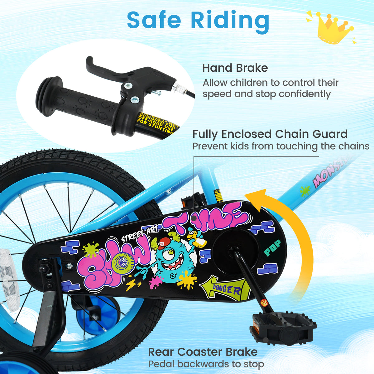 Kids Bike with Training Wheels for Ages 3-5 Years Old - Street Art Time