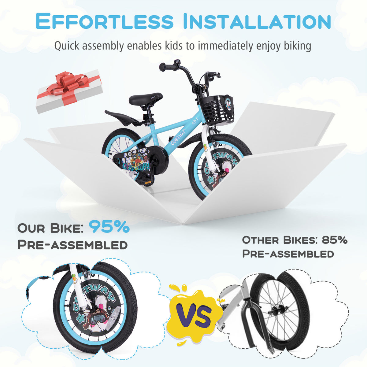 Kids Bike with Adjustable Handlebar and Saddle for 4-8 Years Old