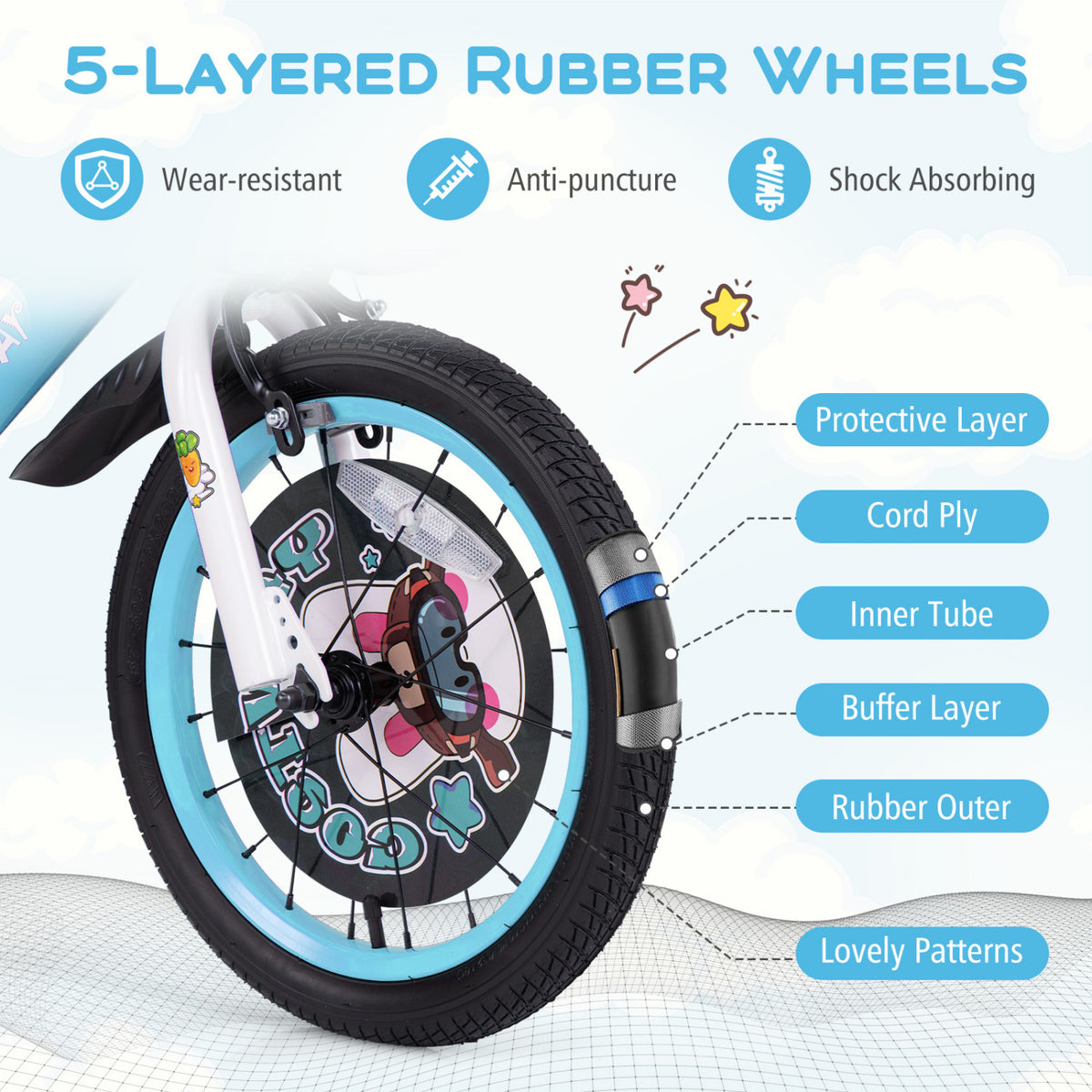 Kids Bike with Adjustable Handlebar and Saddle for 4-8 Years Old