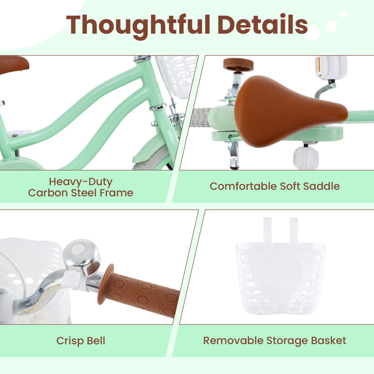 Vélo pour enfants avec selle réglable et sonnette pour enfants de 3 à 8 ans