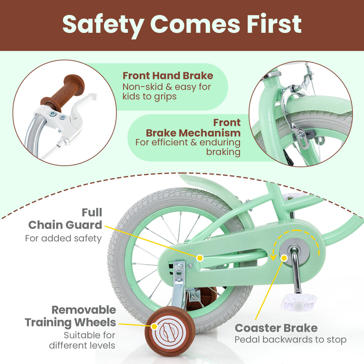 Vélo pour enfants avec selle réglable et sonnette pour enfants de 3 à 8 ans