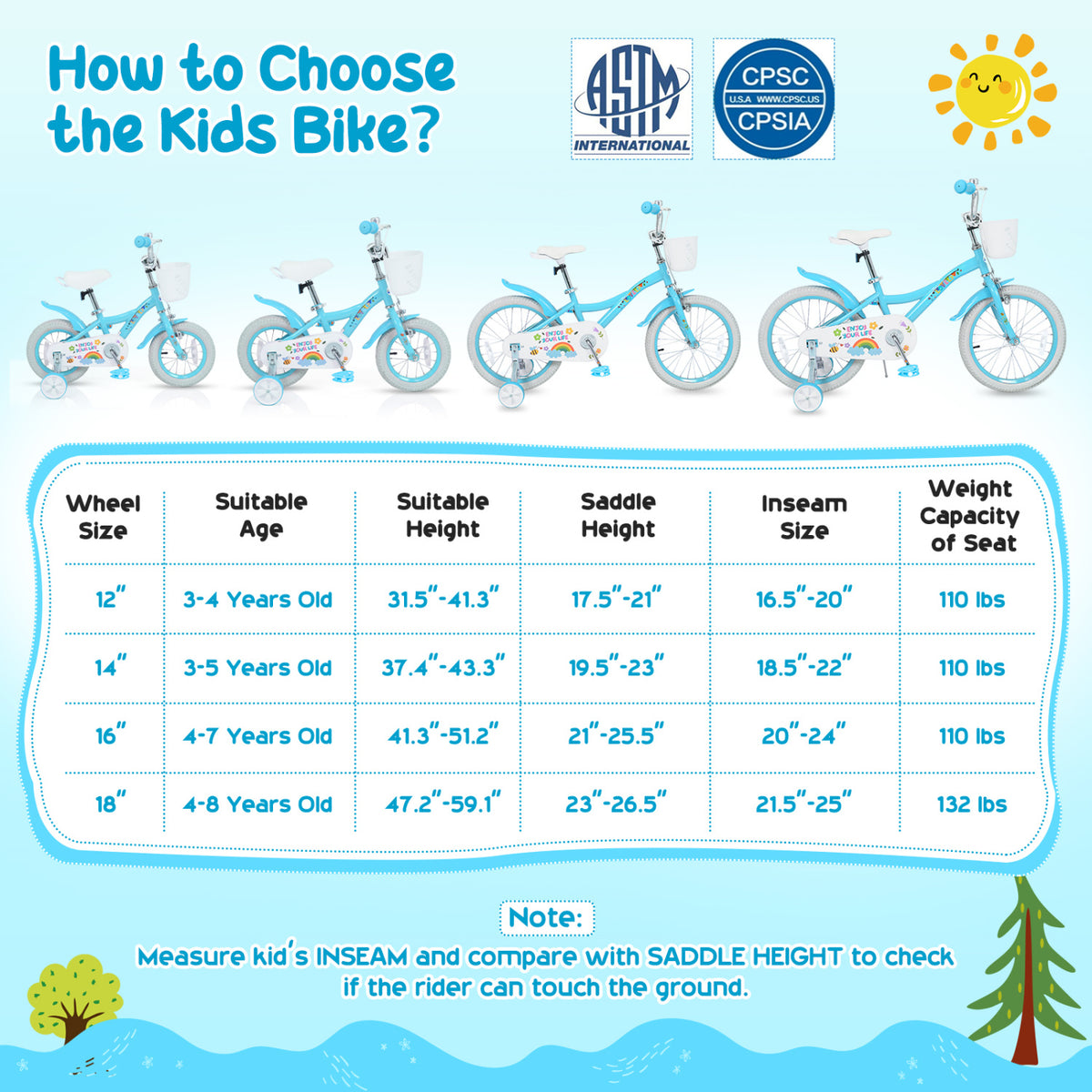 Vélo pour filles de 3 à 4 ans avec roues stabilisatrices et panier - Fête du printemps
