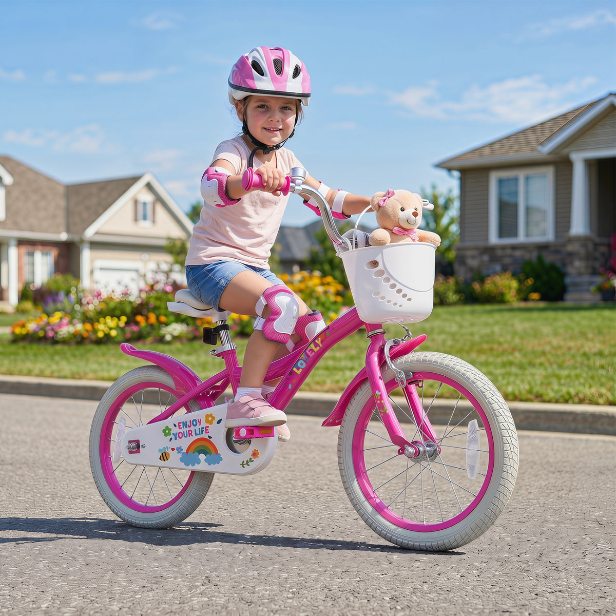 Girls Bike for 3-4 Years Old with Basket - Spring Party