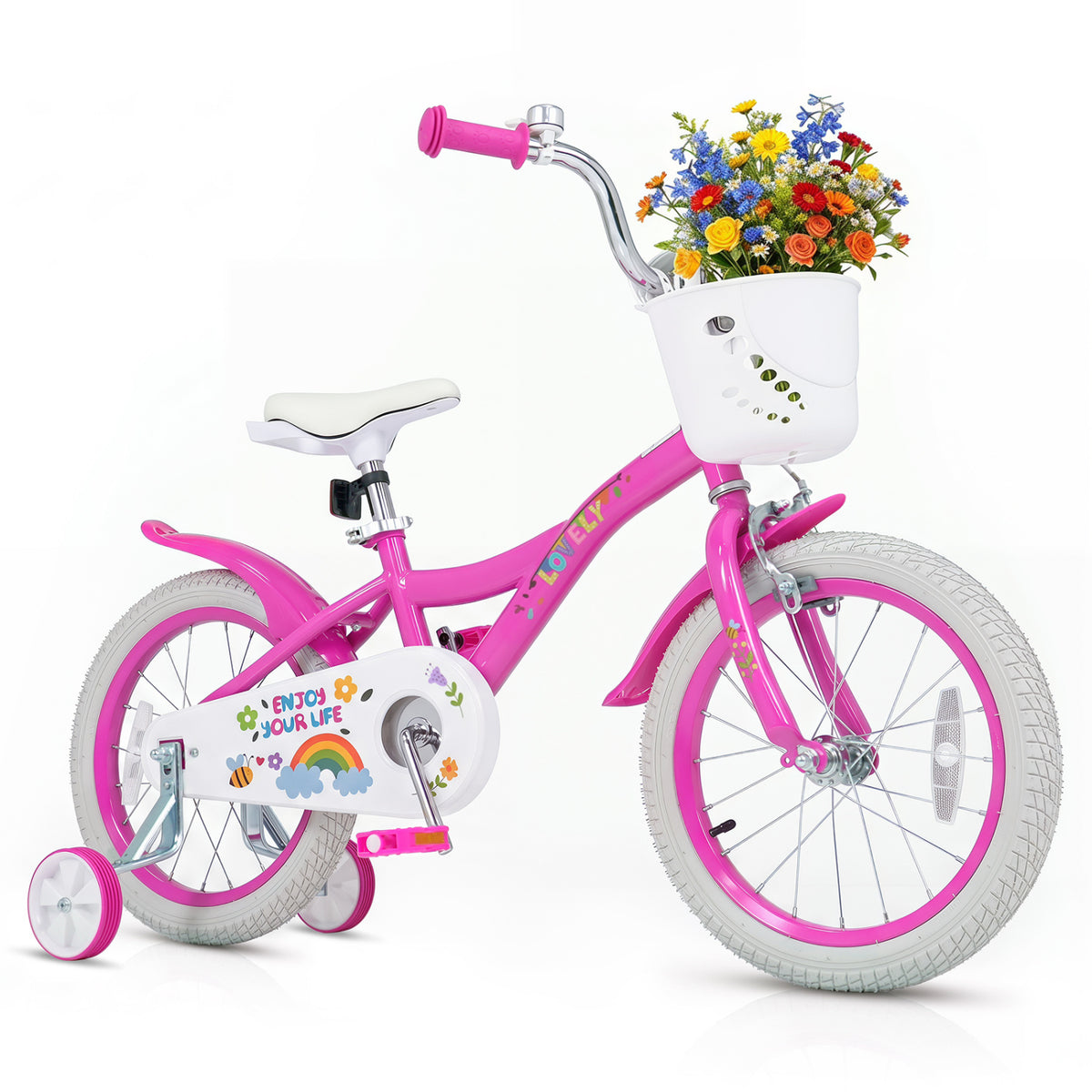 Girls Bike for 3-4 Years Old with Basket - Spring Party