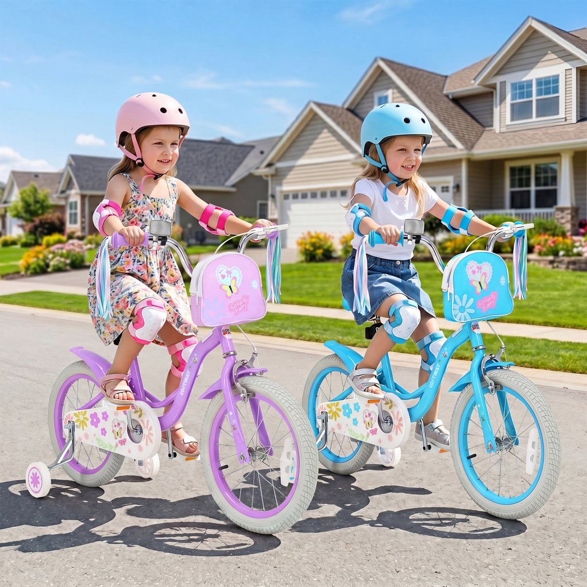 Girls Bike with Front Bag and Streamers for 3-4 Years