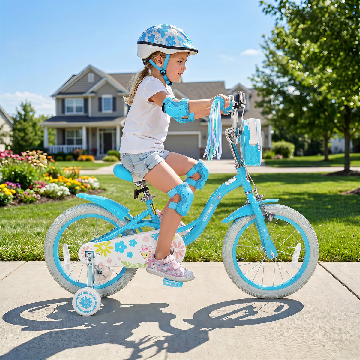 Girls Bike with Front Bag and Streamers for 3-4 Years