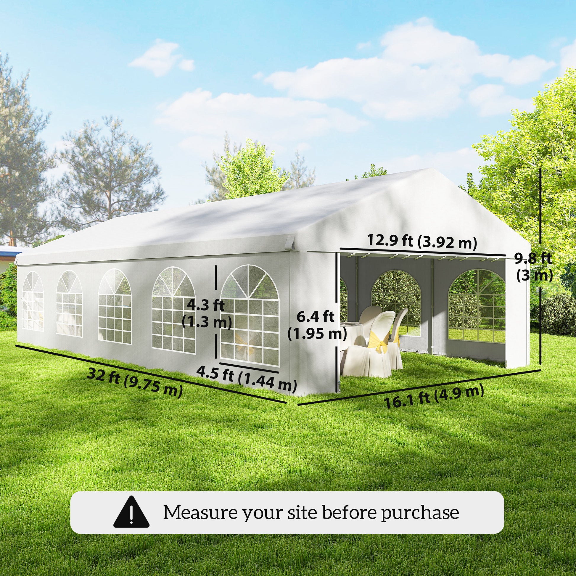 16'x32' Heavy Duty Party Tent & Carport Canopy - White-Patio & Garden > Wedding & Events Tents > Canopy Tents-DECOROLALA