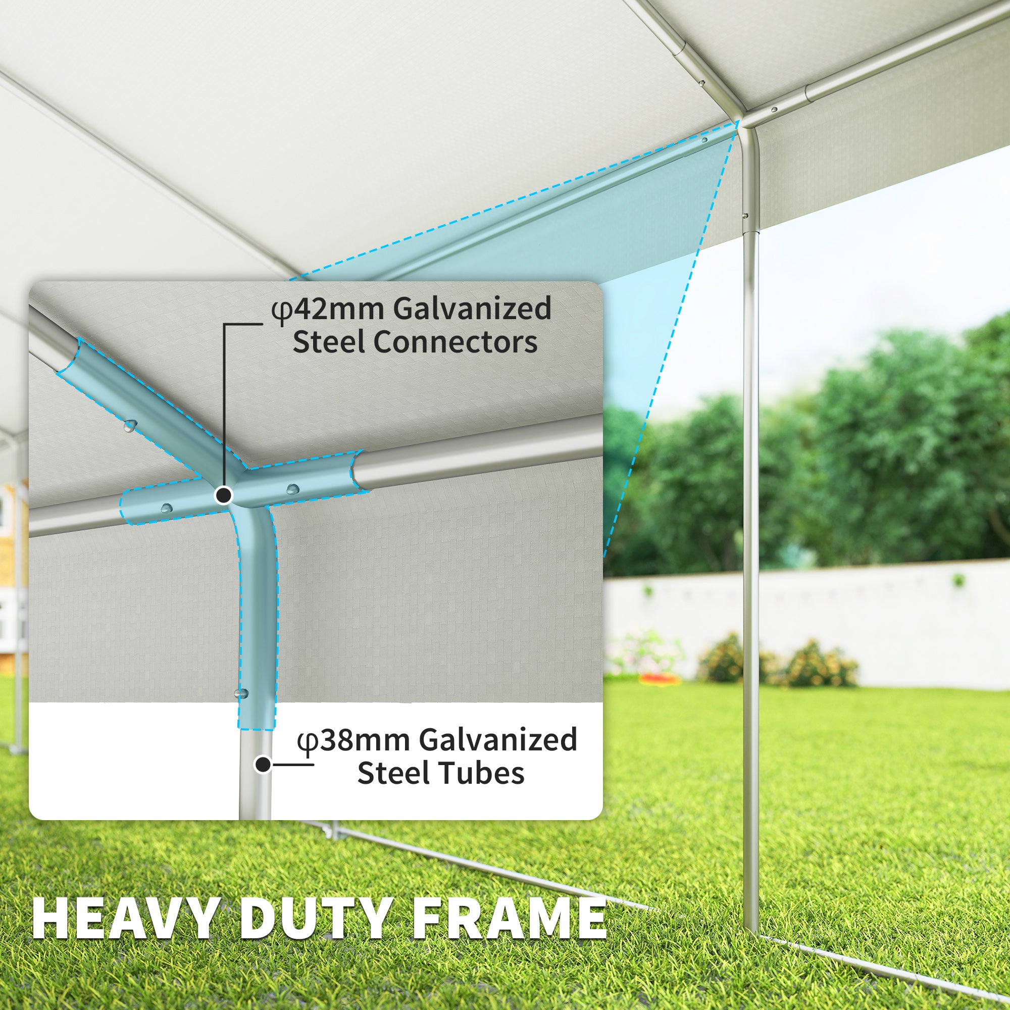 16'x32' Heavy Duty Party Tent & Carport Canopy - White-Patio & Garden > Wedding & Events Tents > Canopy Tents-DECOROLALA