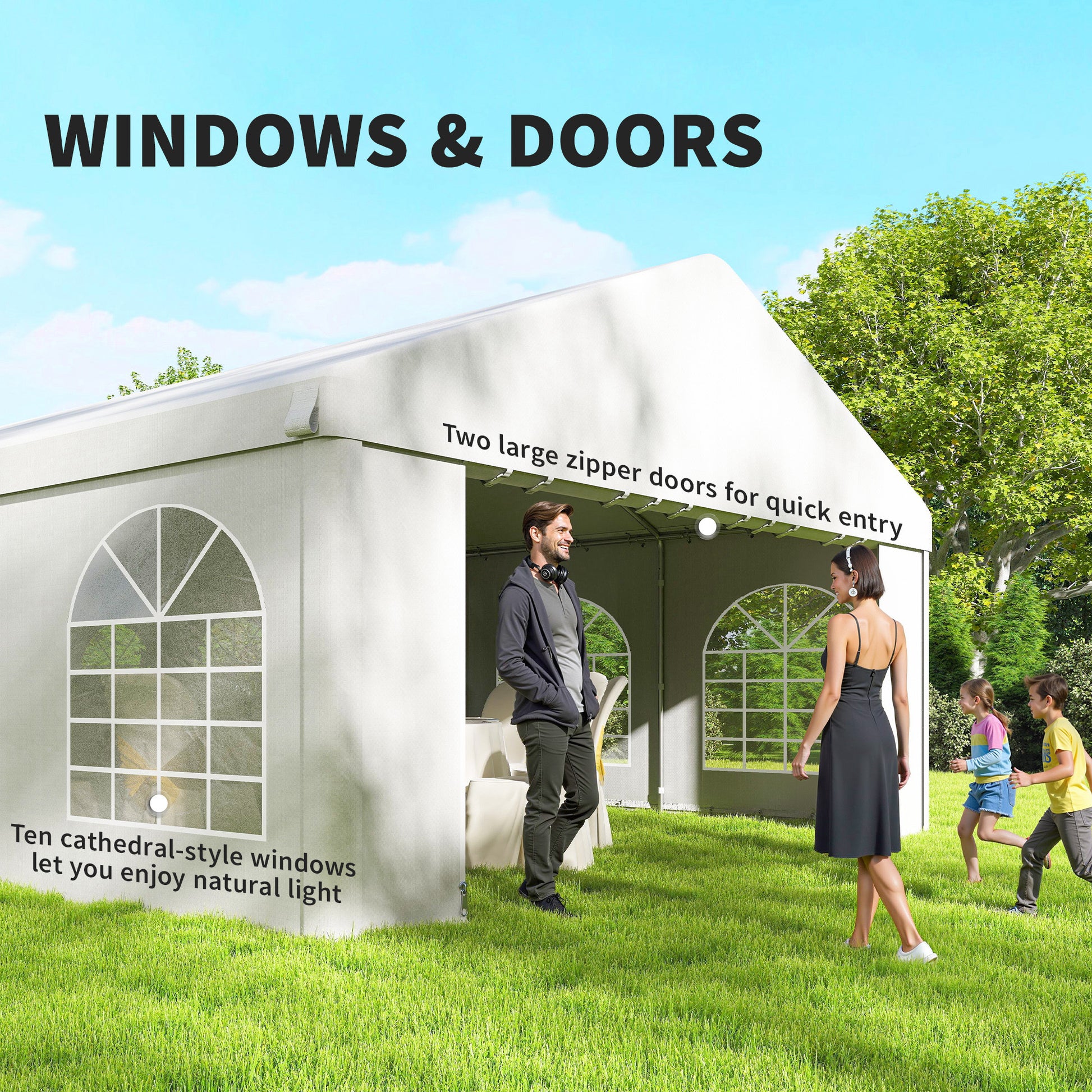 16'x32' Heavy Duty Party Tent & Carport Canopy - White-Patio & Garden > Wedding & Events Tents > Canopy Tents-DECOROLALA