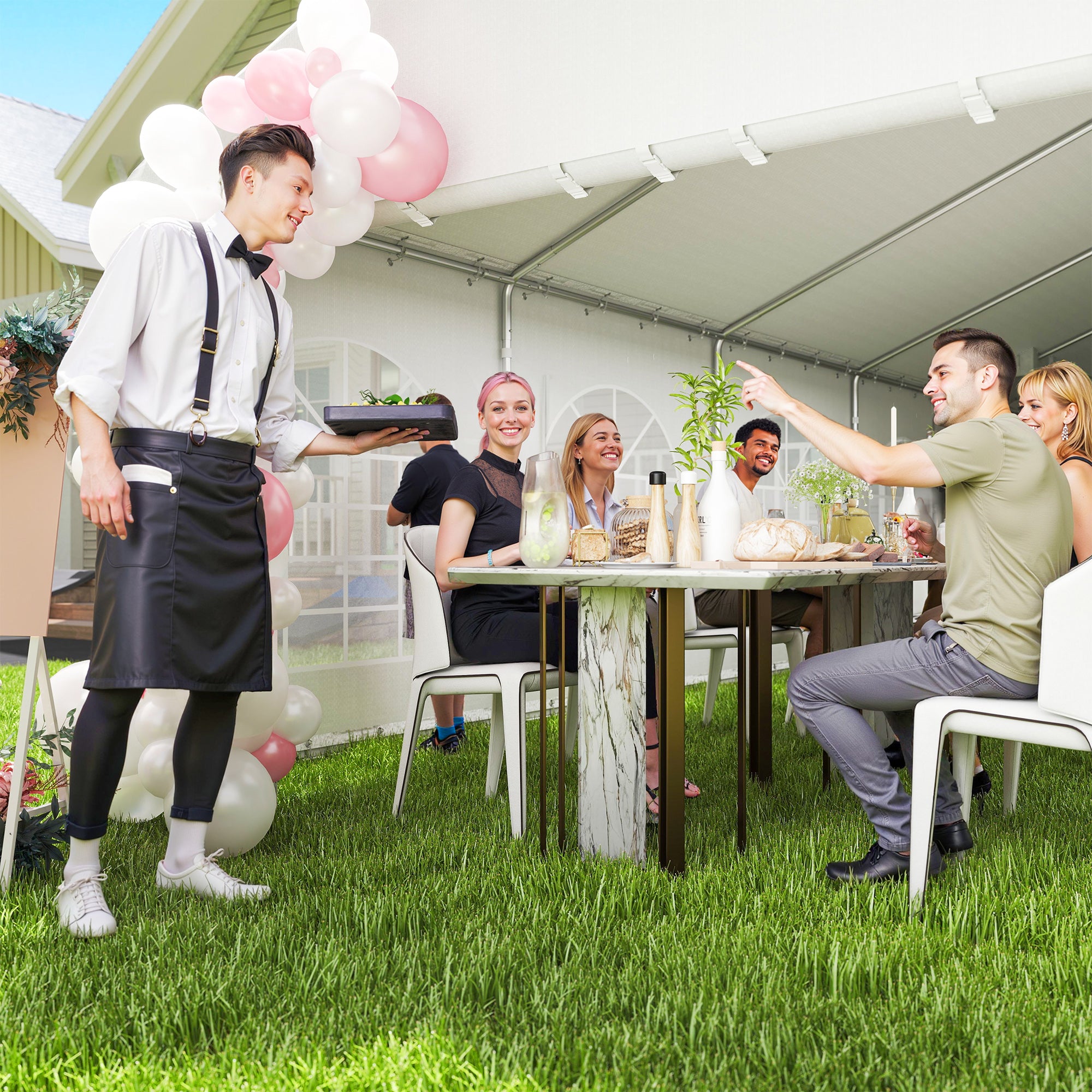 16'x32' Heavy Duty Party Tent & Carport Canopy - White-Patio & Garden > Wedding & Events Tents > Canopy Tents-DECOROLALA