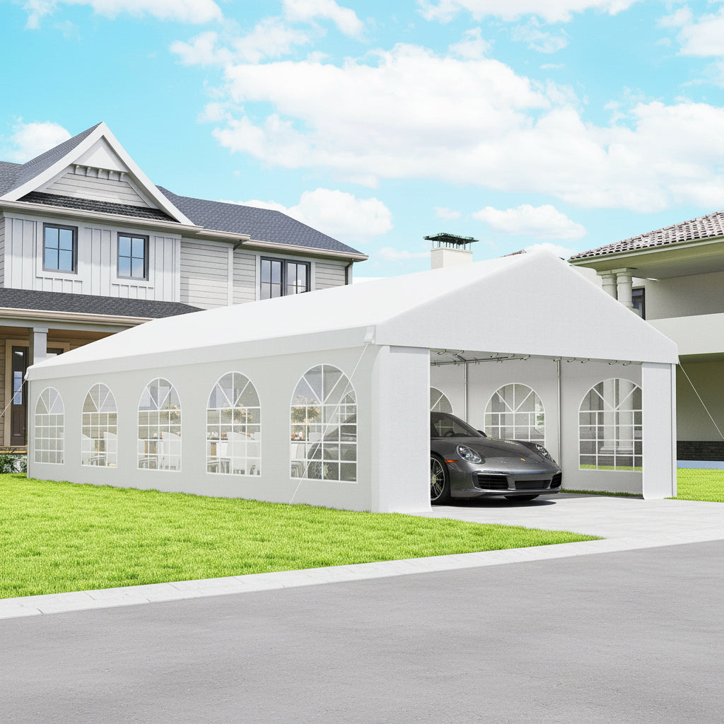 16'x32' Heavy Duty Party Tent & Carport Canopy - White-Patio & Garden > Wedding & Events Tents > Canopy Tents-DECOROLALA