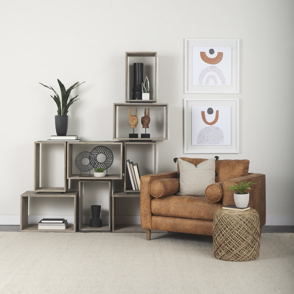 17" Black Abstract Cylinder Ceramic Table Vase-Vases-DECOROLALA