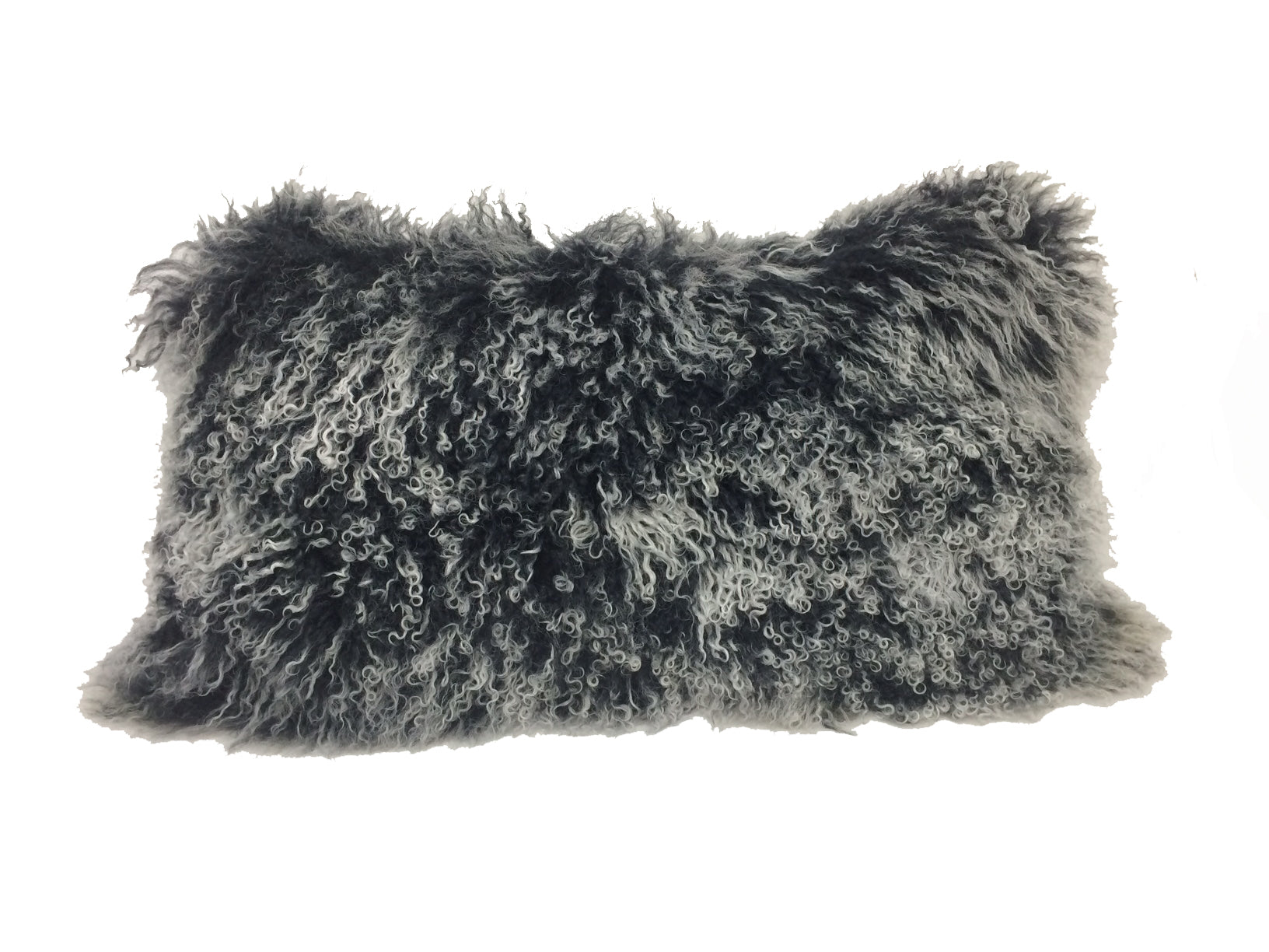 17" Black Genuine Tibetan Lamb Fur Pillow With Microsuede Backing-Accent Throw Pillows-DECOROLALA