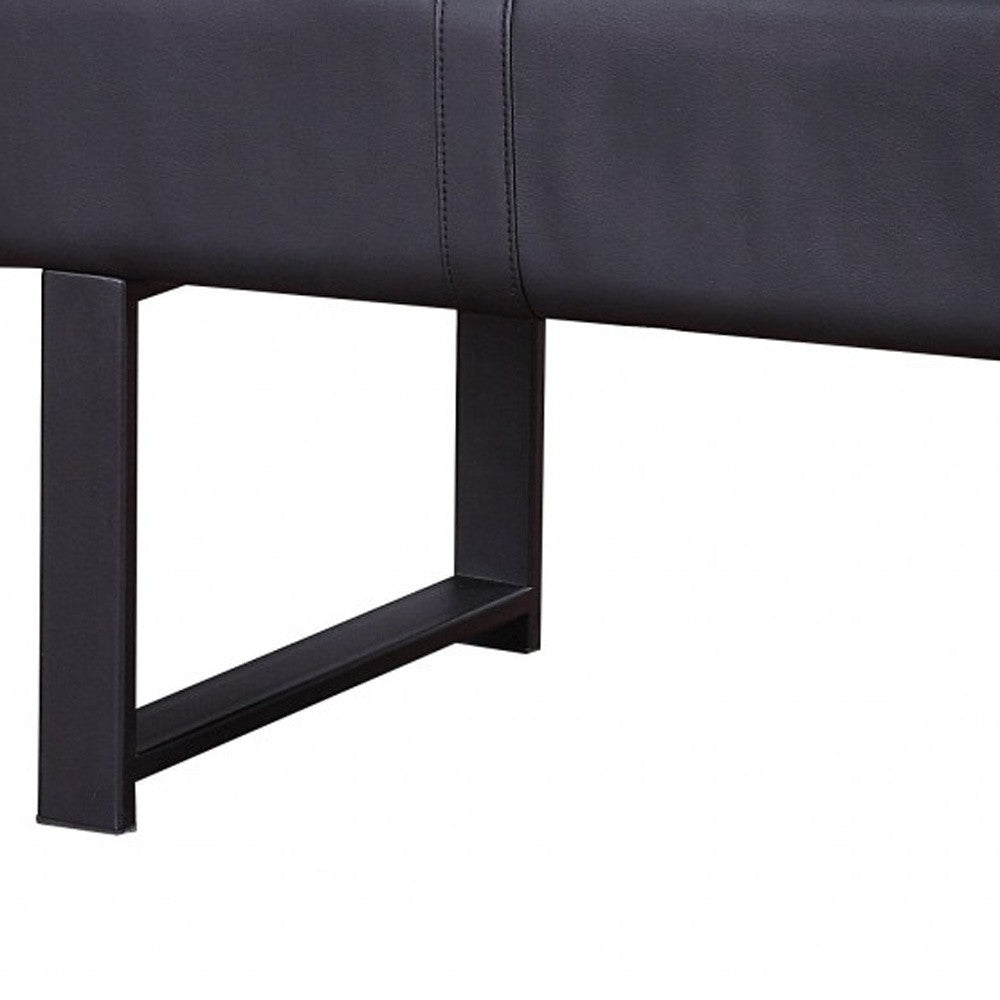 17" Black Upholstered Faux Leather Bench-Benches-DECOROLALA