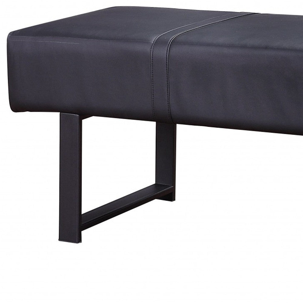 17" Black Upholstered Faux Leather Bench-Benches-DECOROLALA
