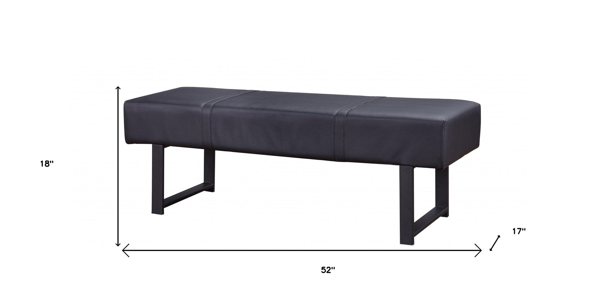 17" Black Upholstered Faux Leather Bench-Benches-DECOROLALA