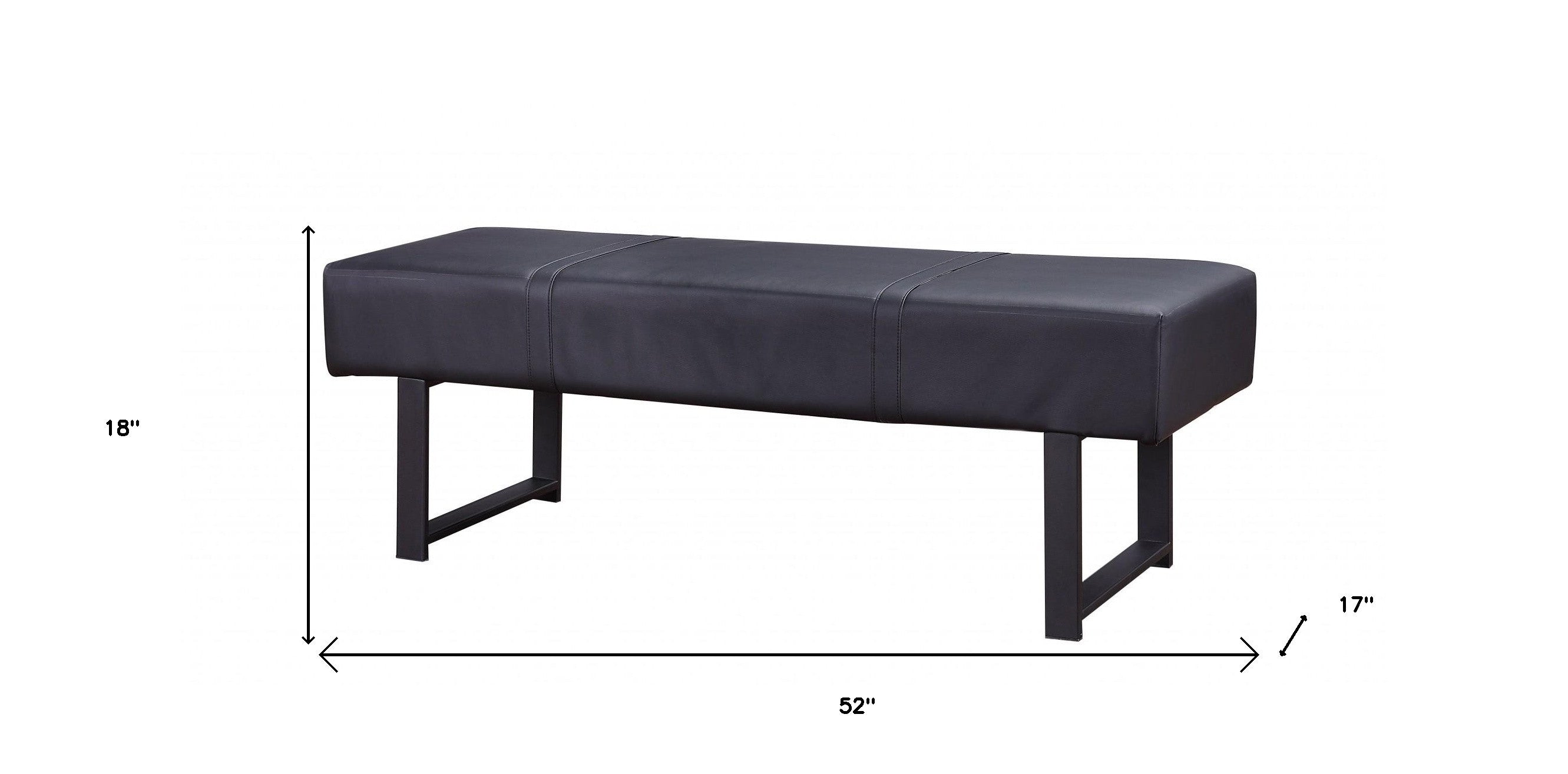 17" Black Upholstered Faux Leather Bench-Benches-DECOROLALA