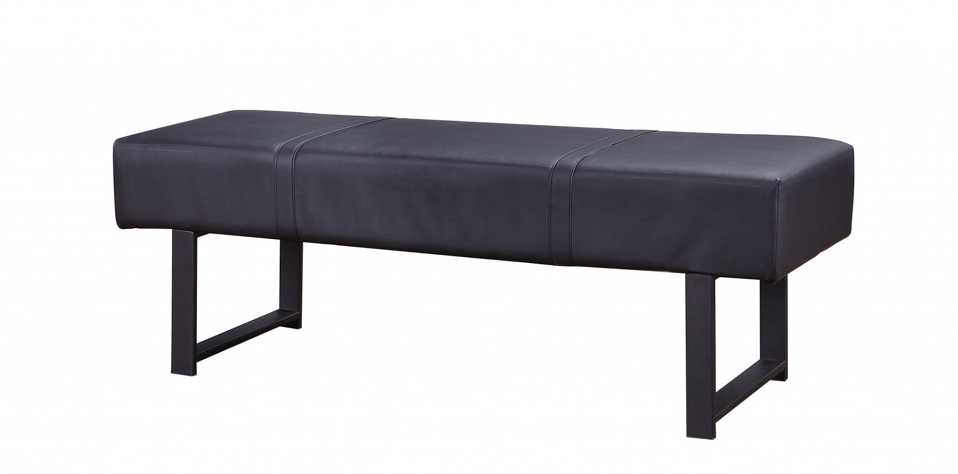 17" Black Upholstered Faux Leather Bench-Benches-DECOROLALA