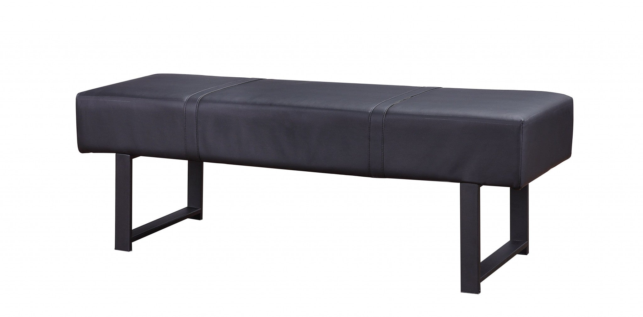 17" Black Upholstered Faux Leather Bench-Benches-DECOROLALA