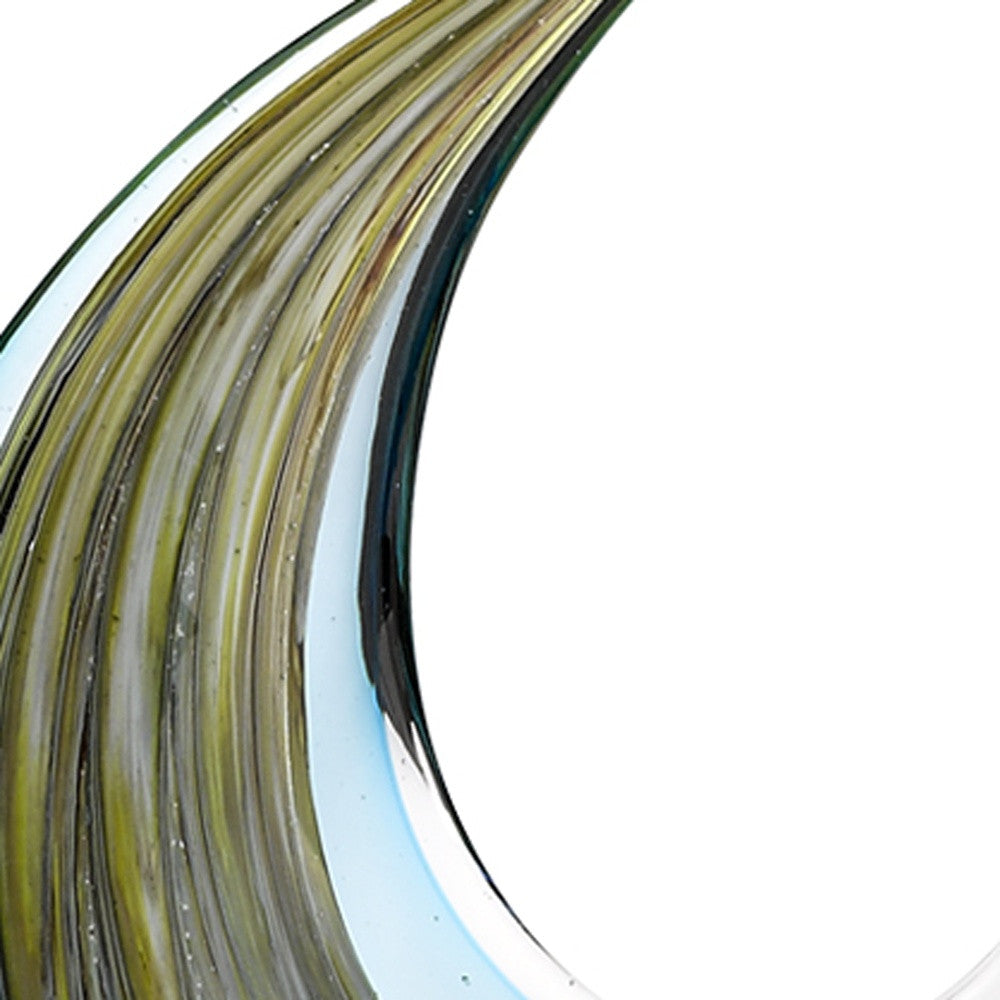 17" Blue Murano Glass Fish Figurine Tabletop Sculpture-Sculptures-DECOROLALA