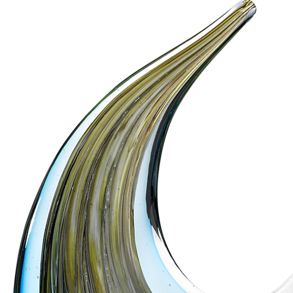 17" Blue Murano Glass Fish Figurine Tabletop Sculpture-Sculptures-DECOROLALA