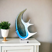 17" Blue Murano Glass Fish Figurine Tabletop Sculpture-Sculptures-DECOROLALA
