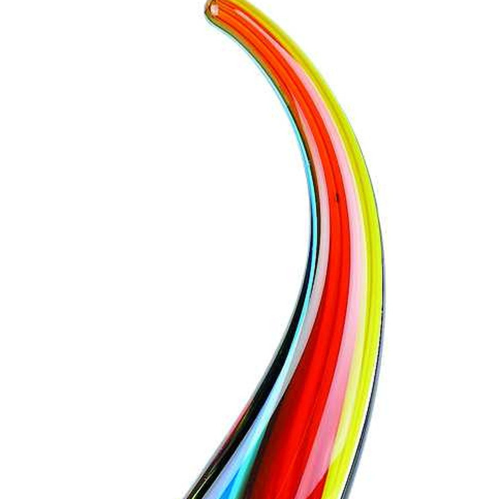 17" Blue and Red Murano Glass Modern Abstract Tabletop Sculpture-Sculptures-DECOROLALA