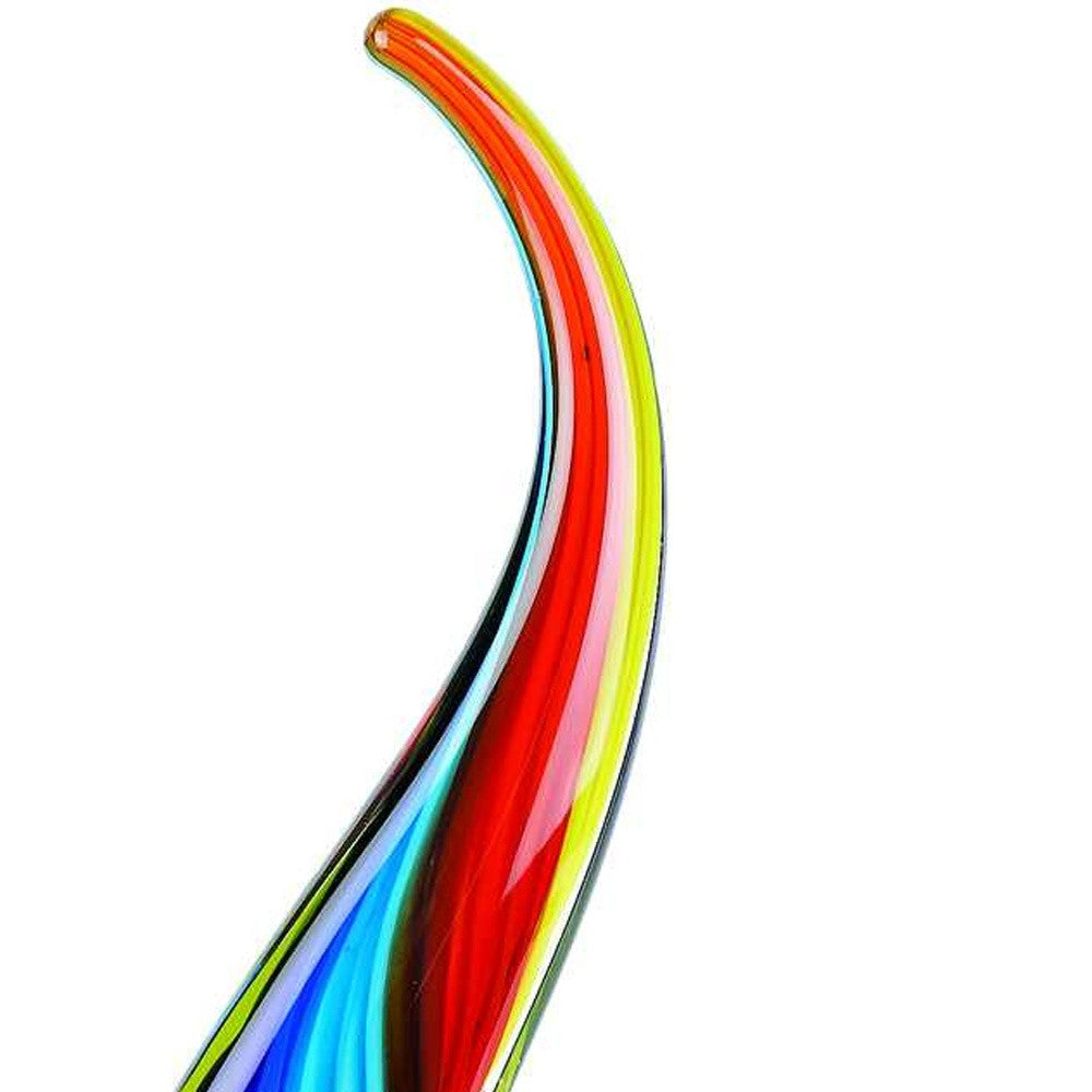 17" Blue and Red Murano Glass Modern Abstract Tabletop Sculpture-Sculptures-DECOROLALA