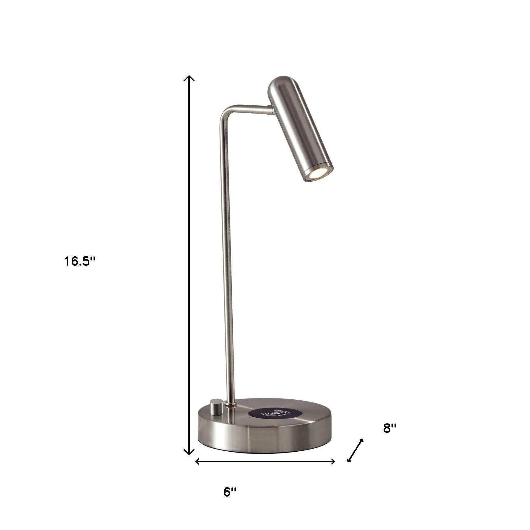 17" Brass Metal LED Desk Lamp With USB And Wireless Charging-Table Lamps-DECOROLALA