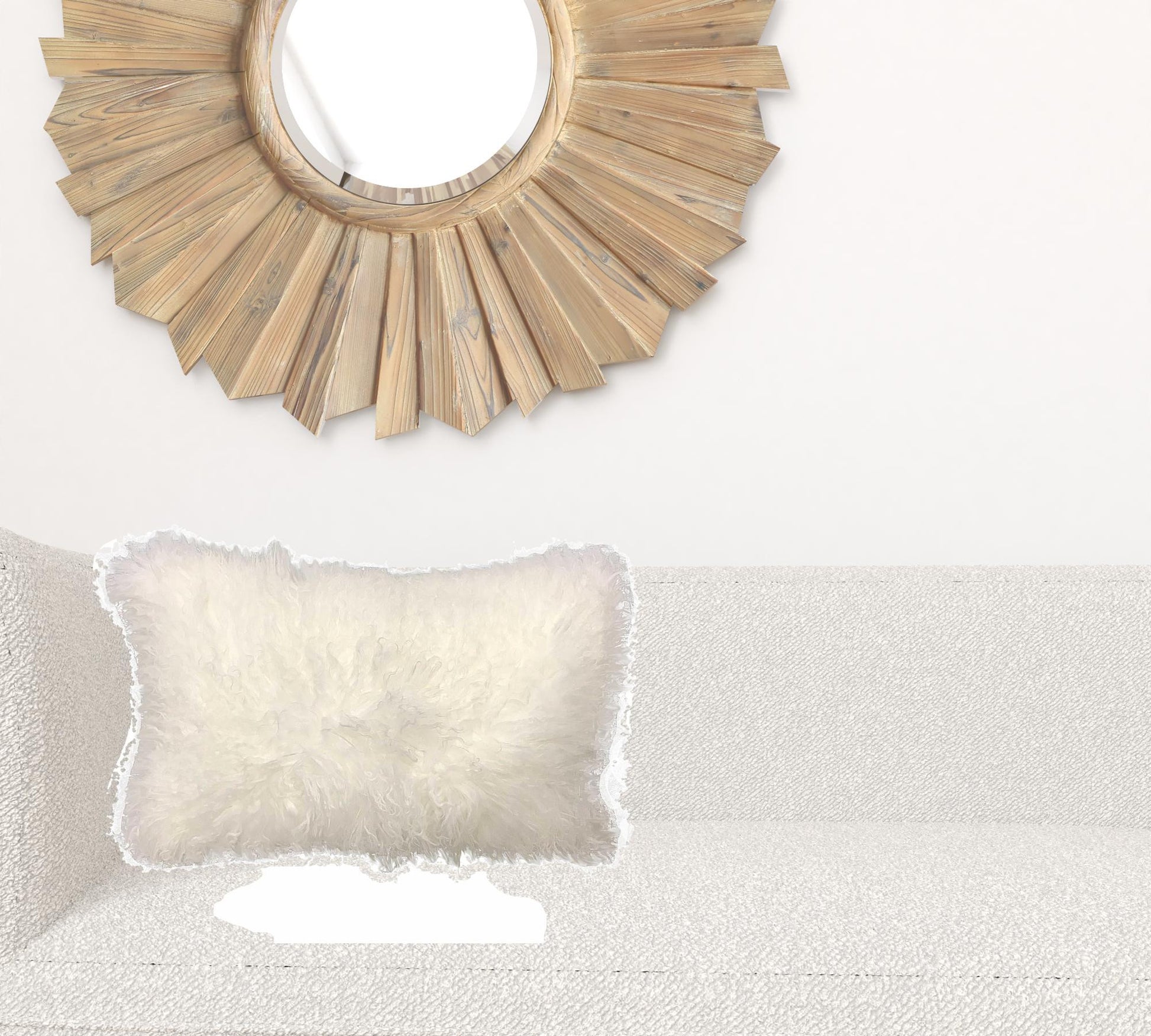 17" Bright White Genuine Tibetan Lamb Fur Pillow With Microsuede Backing-Accent Throw Pillows-DECOROLALA