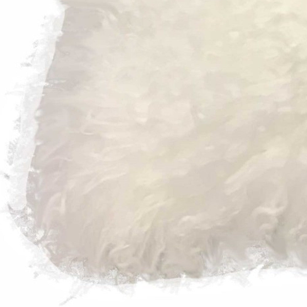 17" Bright White Genuine Tibetan Lamb Fur Pillow With Microsuede Backing-Accent Throw Pillows-DECOROLALA