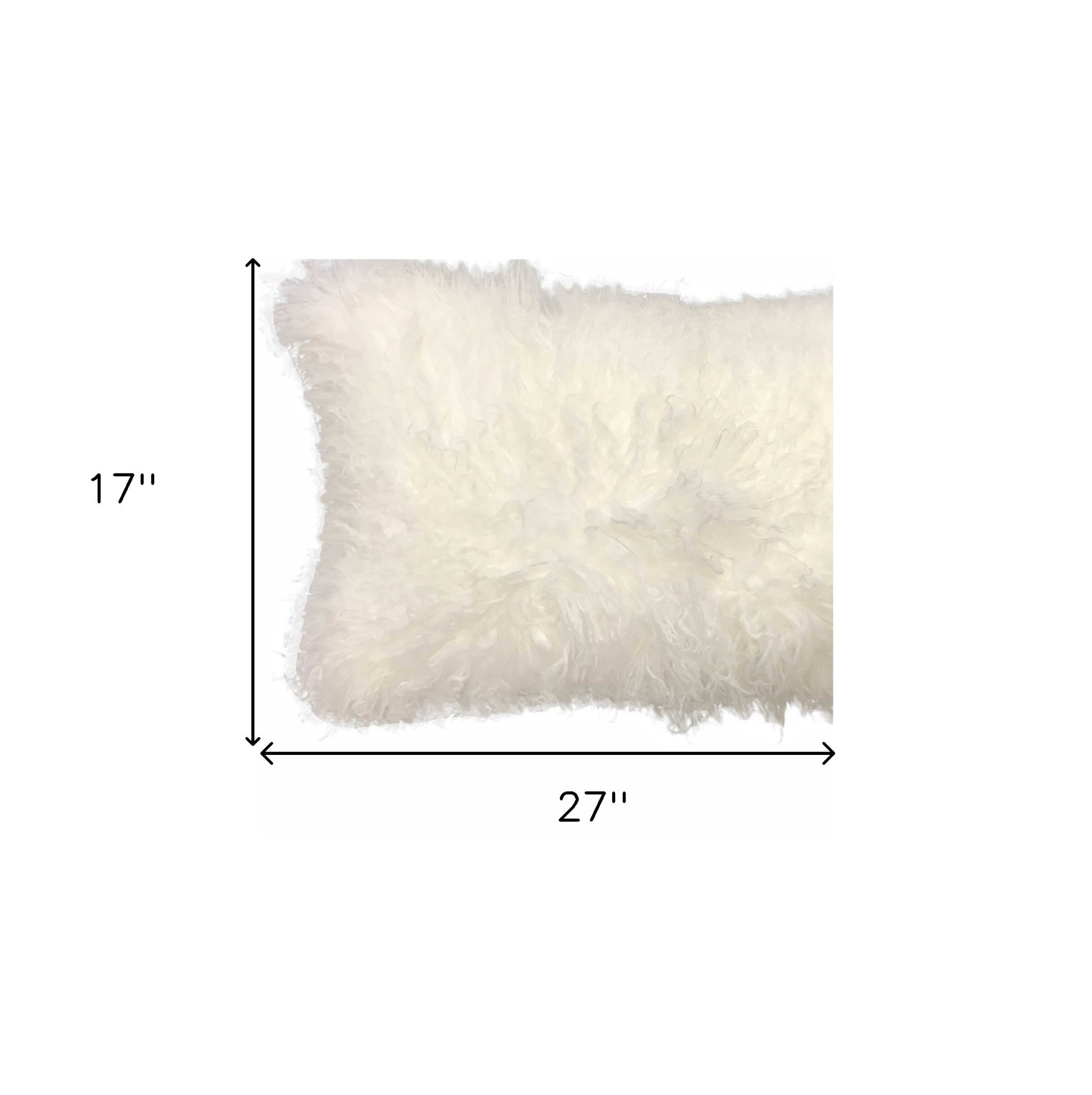 17" Bright White Genuine Tibetan Lamb Fur Pillow With Microsuede Backing-Accent Throw Pillows-DECOROLALA