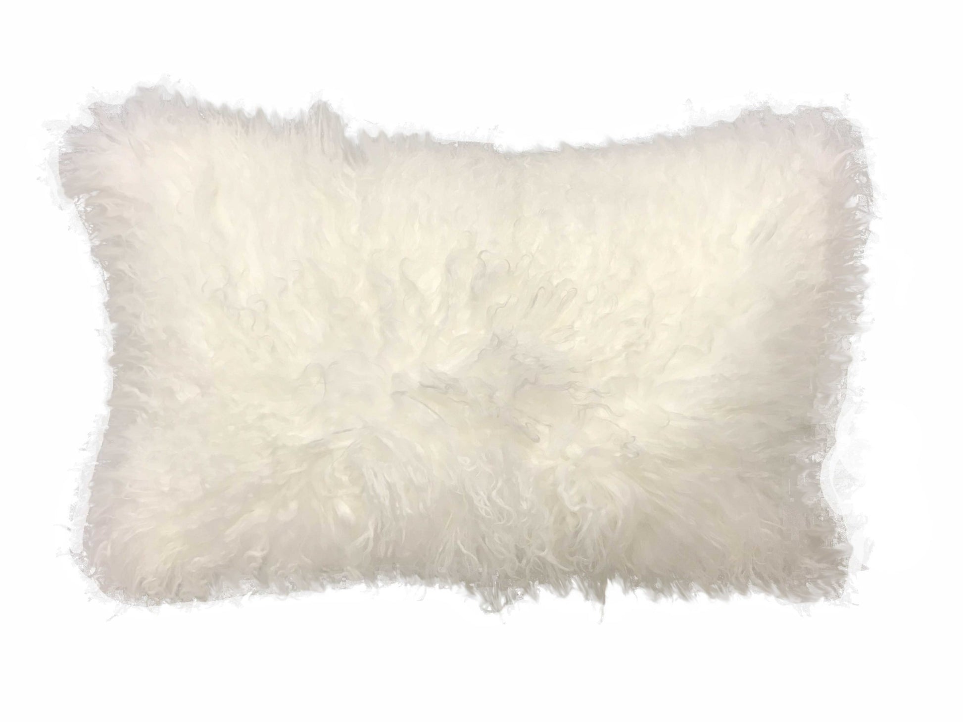 17" Bright White Genuine Tibetan Lamb Fur Pillow With Microsuede Backing-Accent Throw Pillows-DECOROLALA