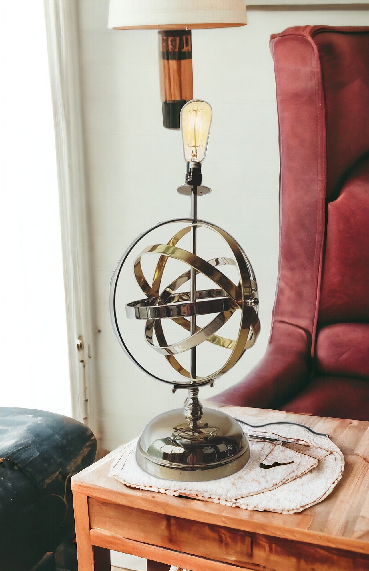 17" Bronze Metal Standard Table Lamp-Table Lamps-DECOROLALA