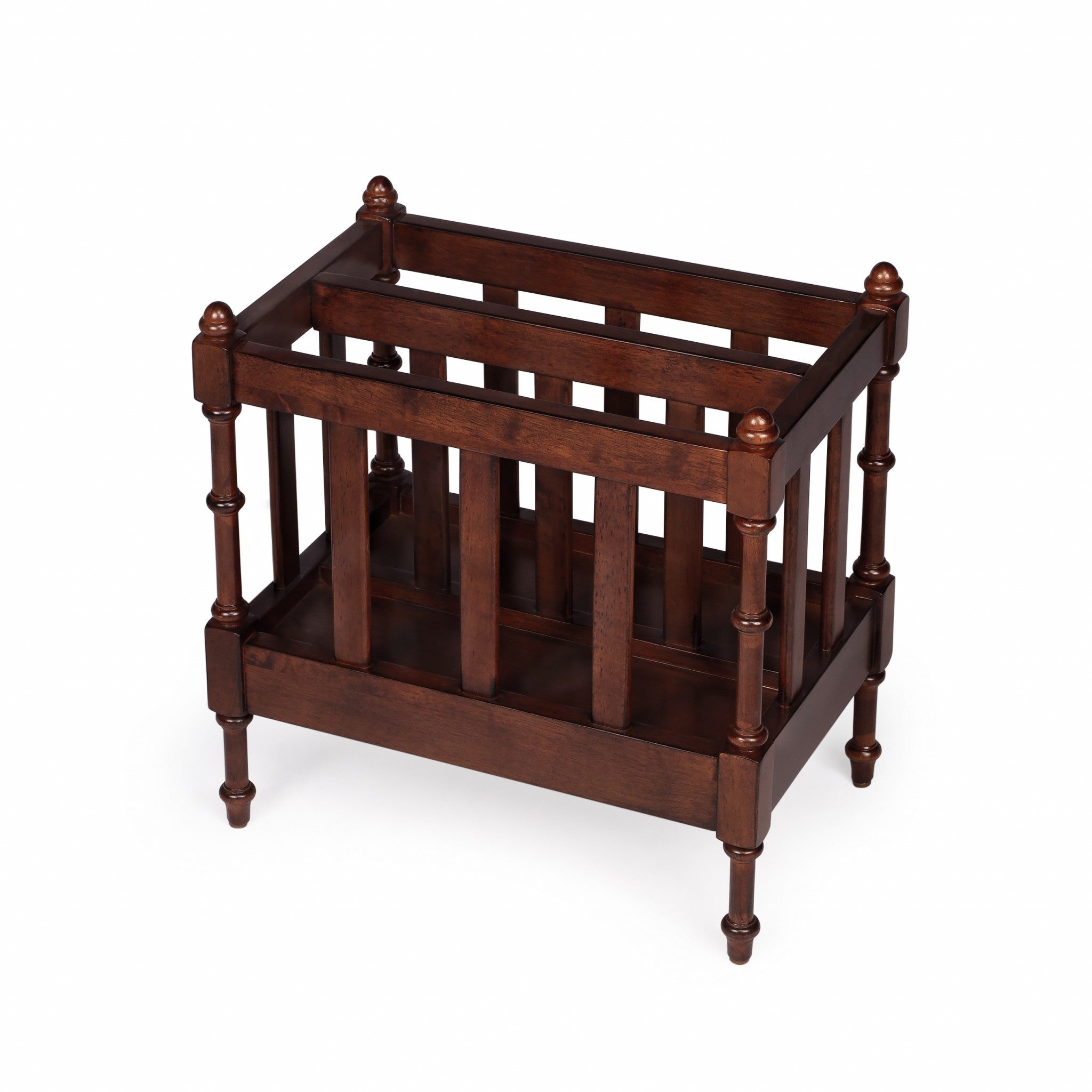 17" Brown Solid Wood Magazine Holder-Organizers-DECOROLALA