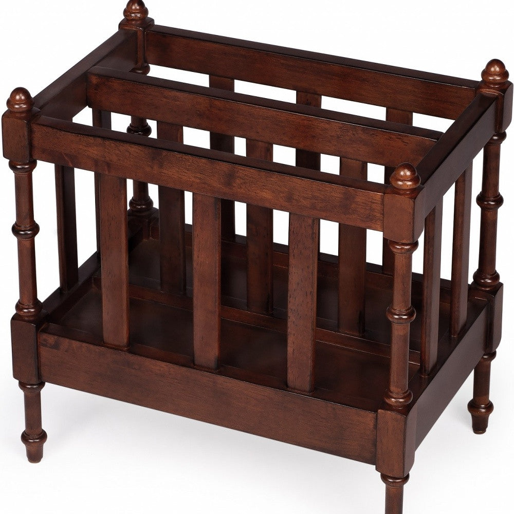 17" Brown Solid Wood Magazine Holder-Organizers-DECOROLALA