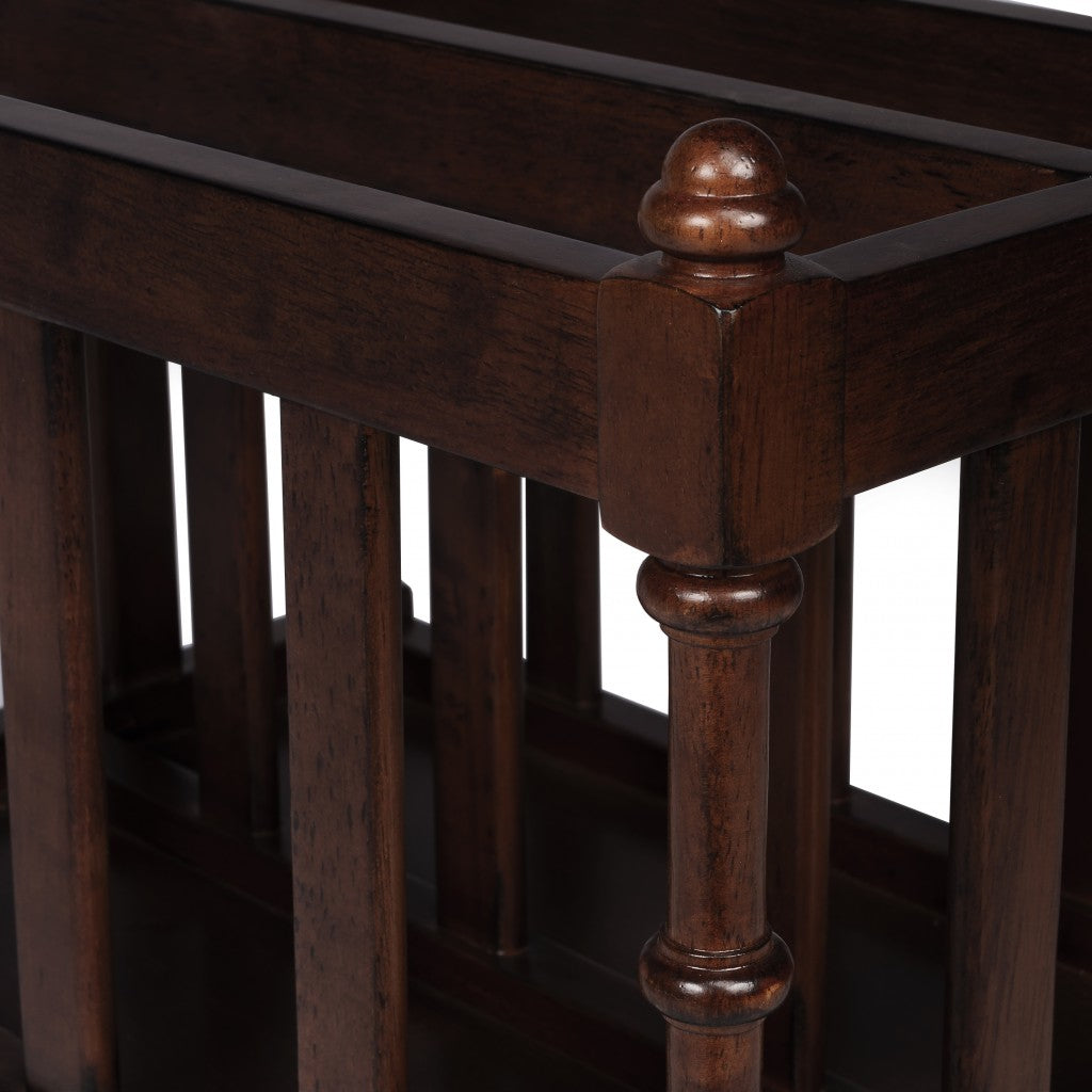 17" Brown Solid Wood Magazine Holder-Organizers-DECOROLALA