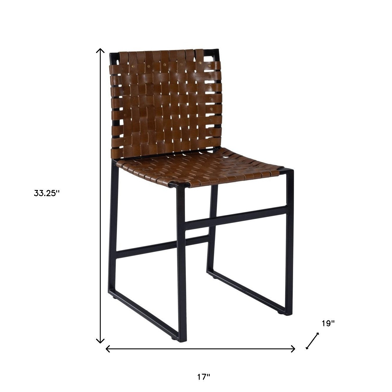 17" Brown and Black Faux Leather Side Chair-Accent Chairs-DECOROLALA